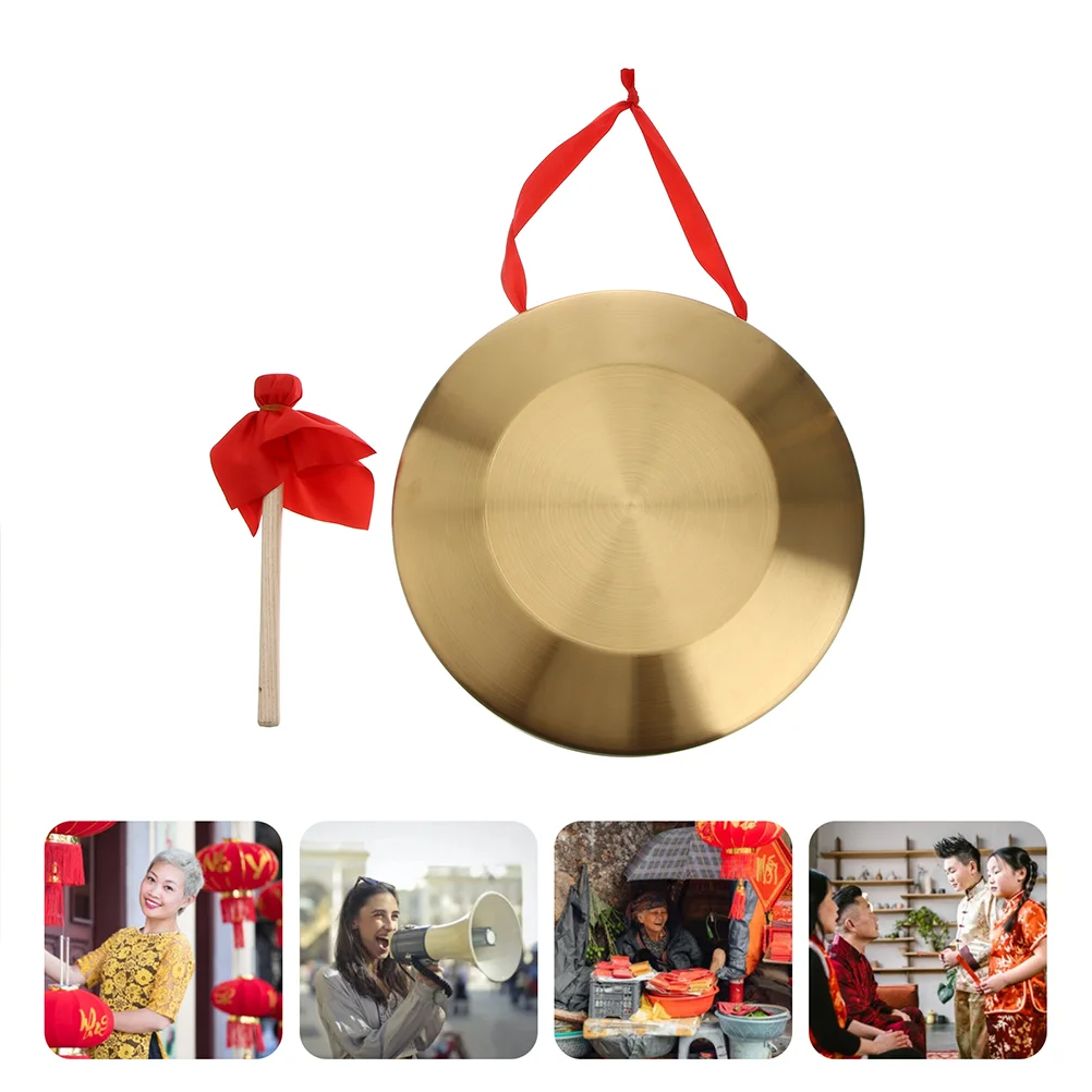 

Gong Percussion Instrument Copper Opera Alloy Hand with Play Hammer Music Golden Chinese