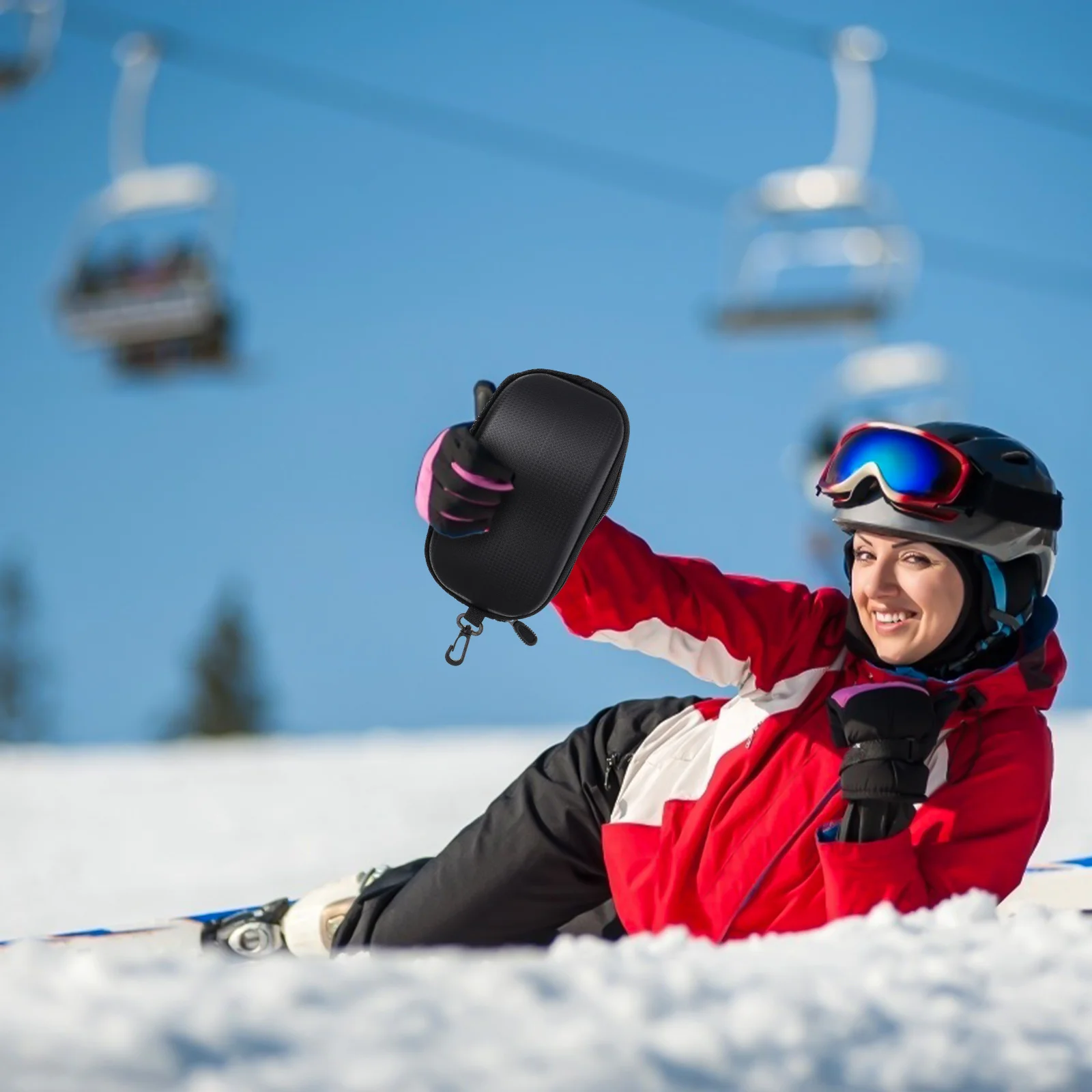 

1pc Arc Shape Ski Goggles Case Extra Large Shockproof Storage Box For Snowboard Goggles Container Glasses Case