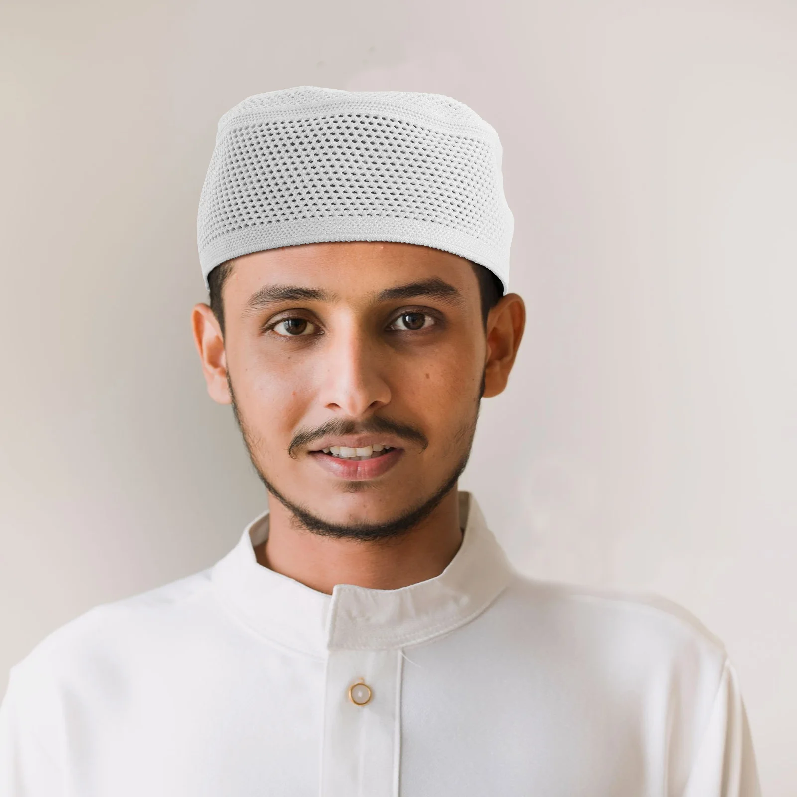 

Muslim Prayer Pure Cotton Cap for Men Ramadan Eid Salat Ceremony Islamic Hats Islamic Hat Arabian Headwear