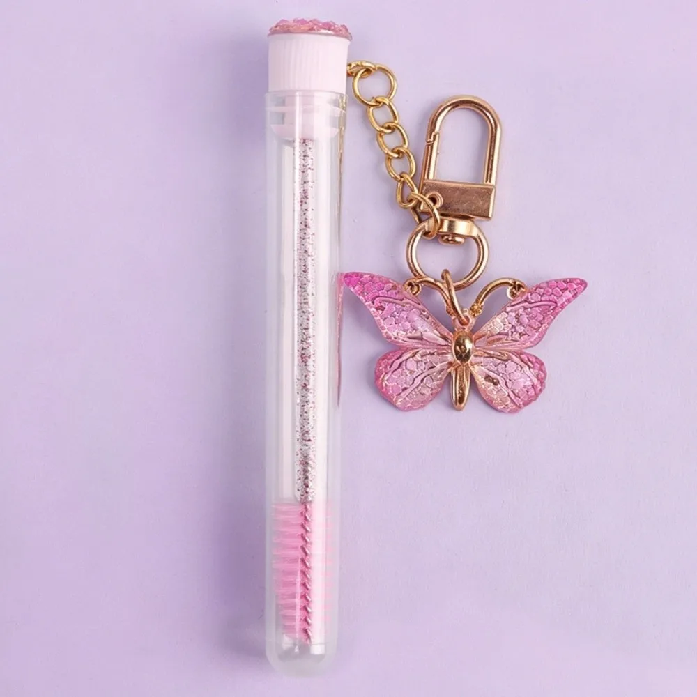 Gradient Color Eyelash Brush Crystal Handle Butterfly Pendant Mascara Wand Precision Bristles Portable Eyebrow Brush Applicator