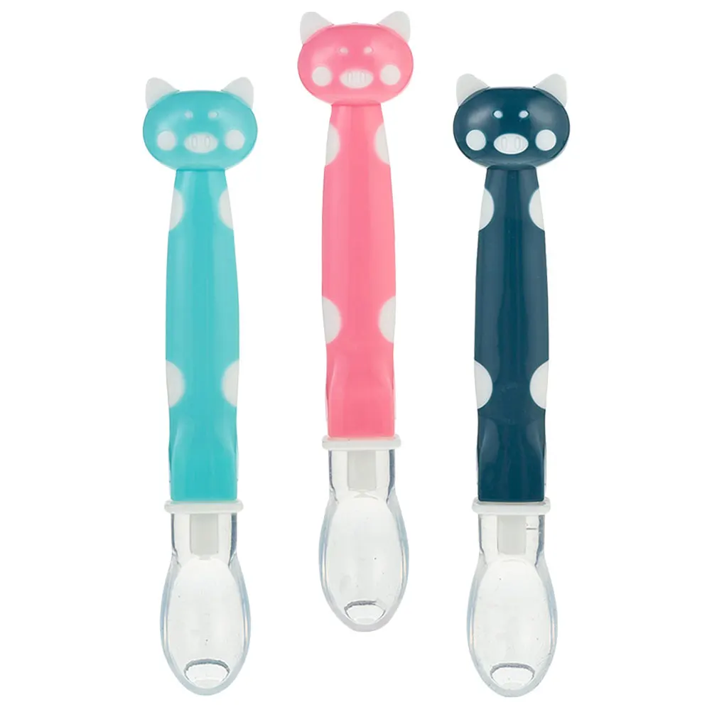 

3 Pcs Baby Silicone Spoons Newborn Toddler Feeding Training Utensils Tableware Tasteless Wear Resistant Break Resistant