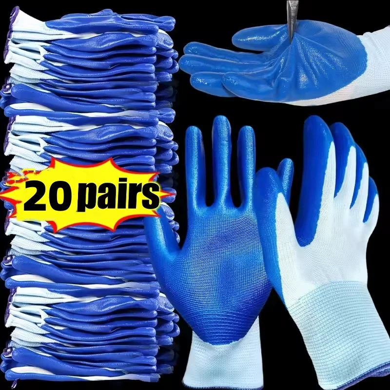 Nylon Safety Working Gloves Premium Nitrile Coated Builders Excellent Grip Gardening Grip Industrial Protective Work Glove