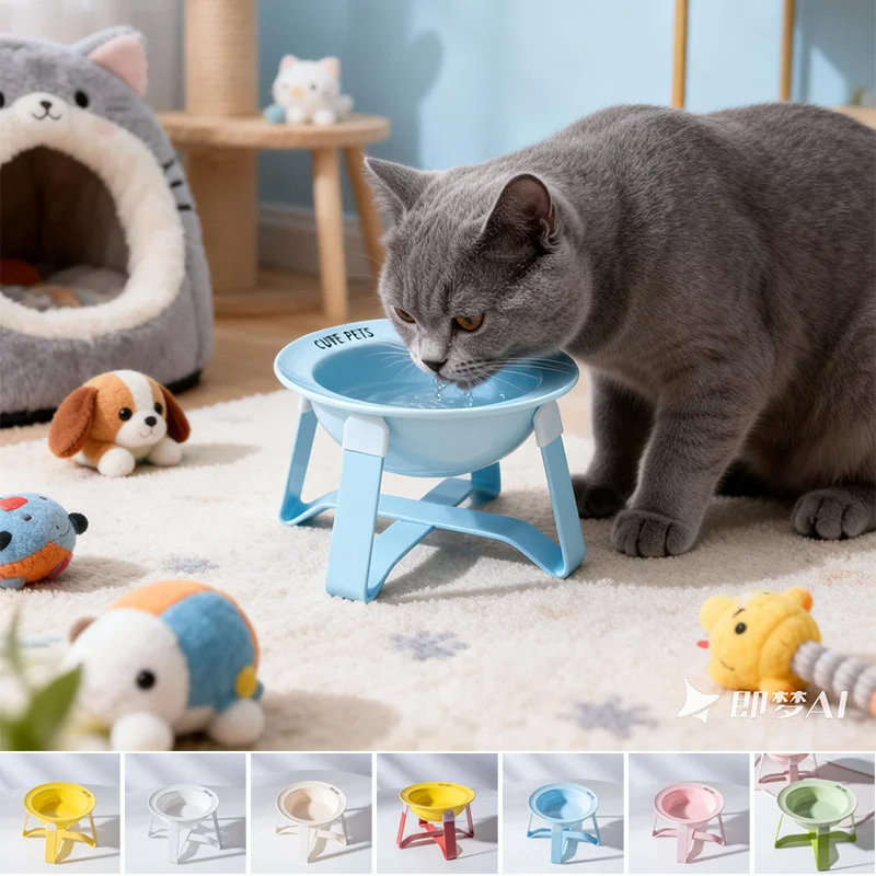 

High Footed Pet Food Bowl with Neck Guard Stand Multi-purpose Ceramic Bowl for Dogs Cats Anti-Slip Pet Supplies Pet Food Bowl