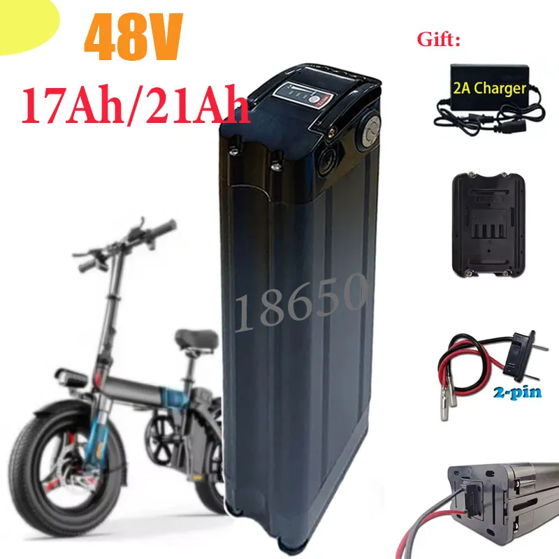 

Brand New Silver Fish Battery 48V 17Ah 21Ah Bottom Discharge 18650 Lithium Battery Pack for E-vehicle Replacement