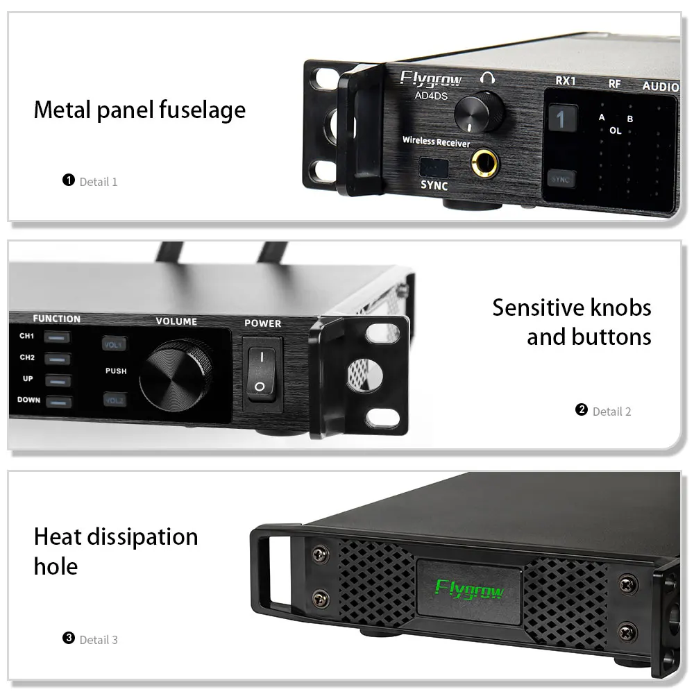 ميكروفون الاستوديو الاحترافي اللاسلكي ، ميكروفون 4 قنوات ، AD4D UHF