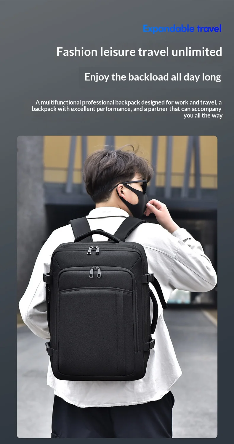 oxford-laptop-backpack-business-travel-bag-multi-compartment-suitcase-design-men-women-work-trip-breathable-honeycomb-back