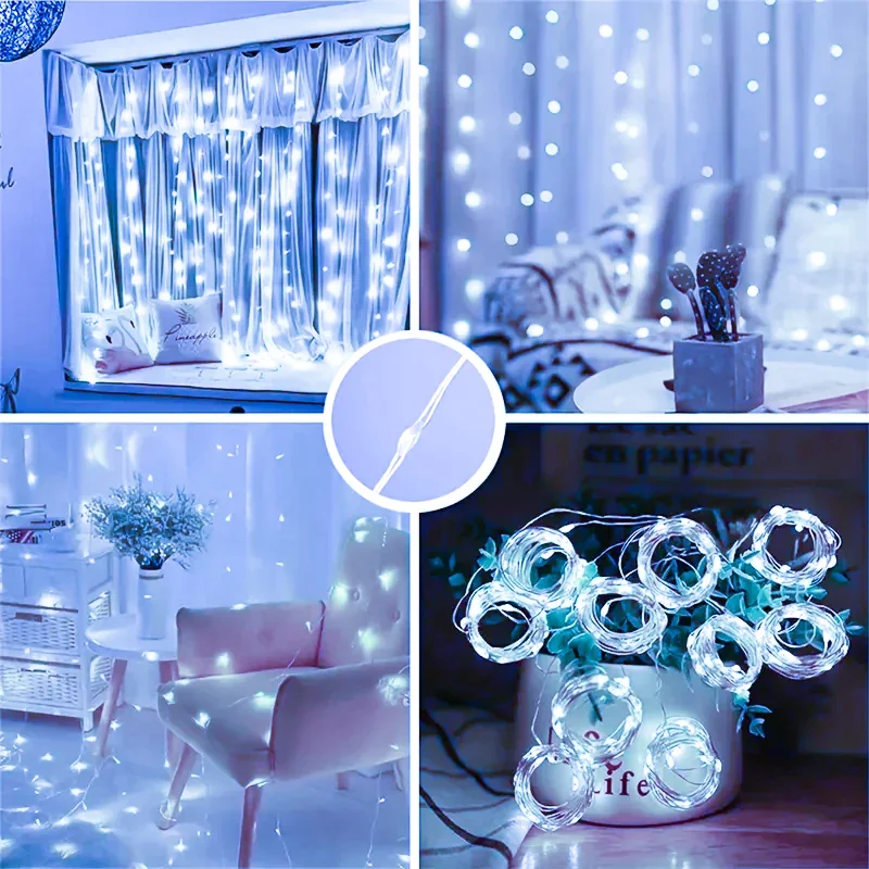 8 Mode USB Curtain String Lights 3/4/6M Fairy Light for Bedroom Home Decoration LED Christmas Light Party Wedding Holiday Decor