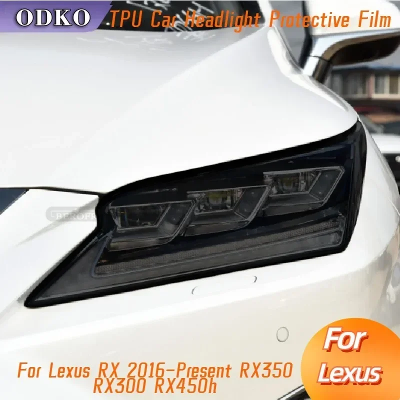 For Lexus RX 2016-Present RX350 RX300 RX450h Car Headlight Protection Tint Film Smoke Black TPU Transparent Sticker Accessories