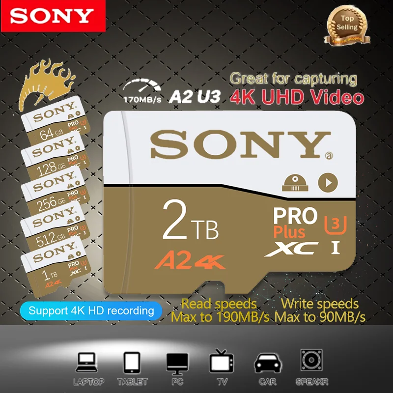 

SONY 2TB SD Card 256GB 512GB TF Card Class10 V60 1TB Mini Memory Card 128GB A2 U3 Micro Card High Speed TF Card For Phone/PC