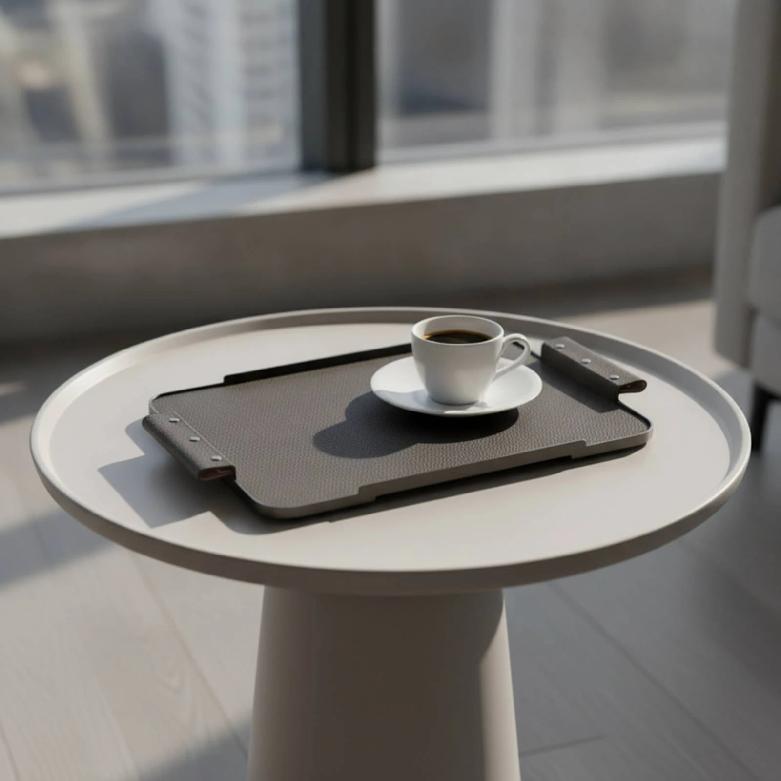 Leather Tray with Handles Premium Valet Tray with Rivets Tabletop Organizer Minimalist Easy to Clean for Coffee Table, Desk