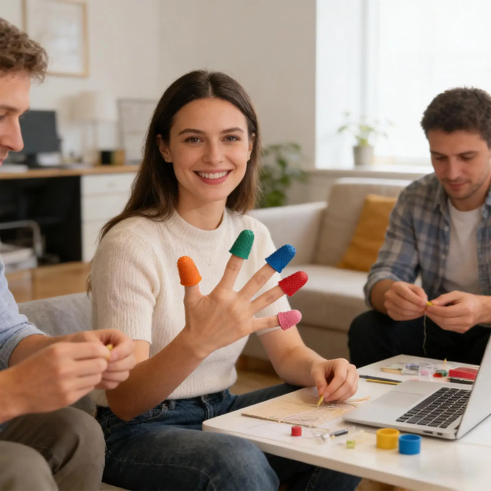 

Finger Tips Rubber Reusable Protectors 5-Piece Finger Covers Protection For Tips For Paperwork Cutting Counting Sewing Crafts