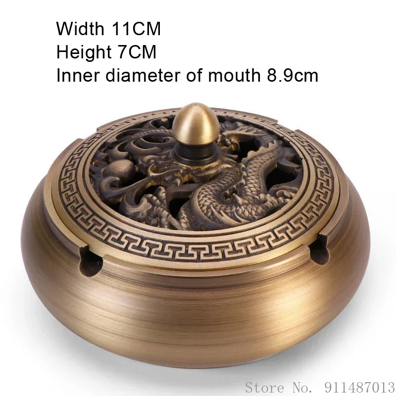 

Retro Creative Pure Copper Ashtrays Home Indoor Living Room Office Table Supplies With A Cover To Prevent Flying Ash Ashtray 1Pc