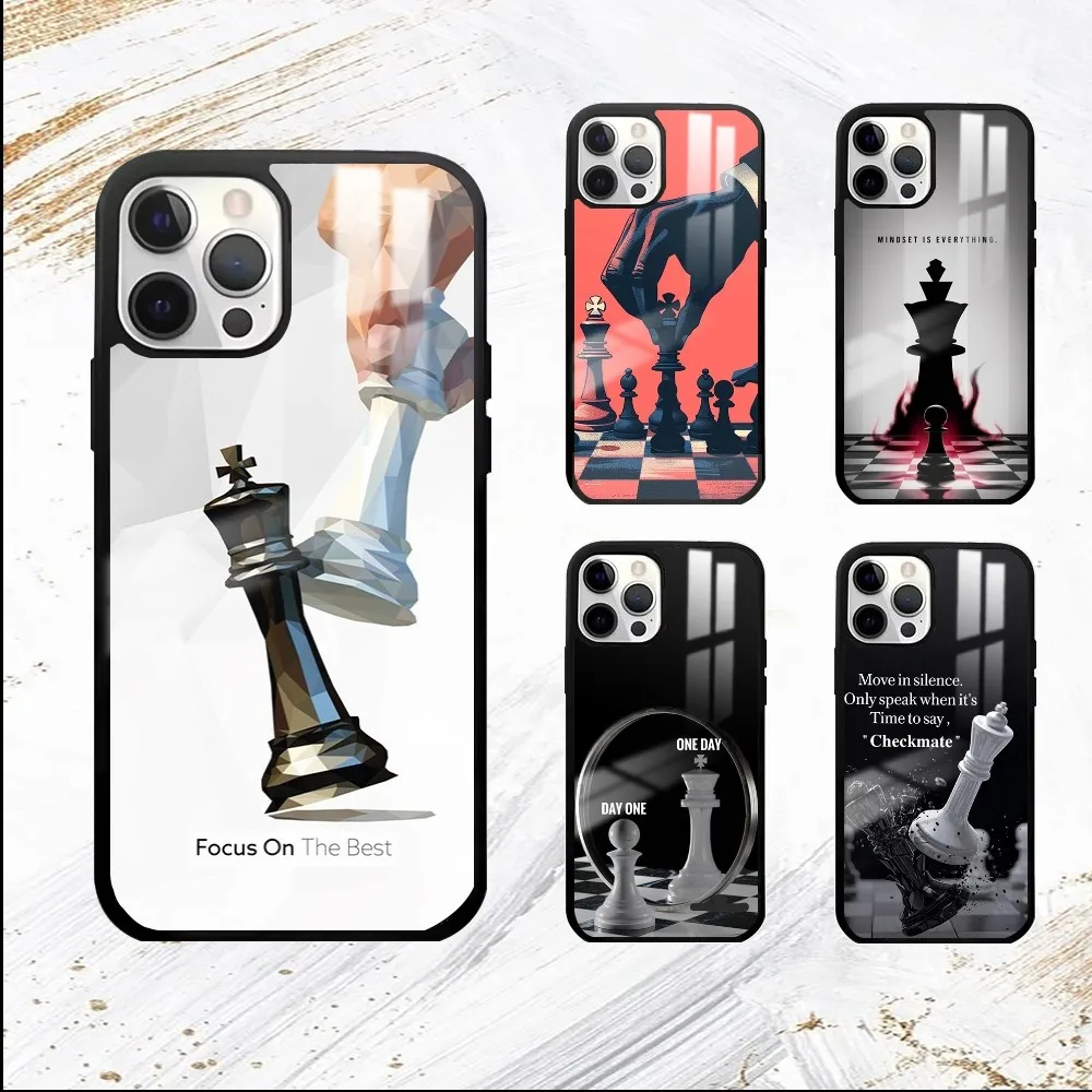 Competitive Chess Game Phone Case For iPhone 16 15 14 13 12 11 Pro Max Plus Mini PC Mirror Fashion  phone case