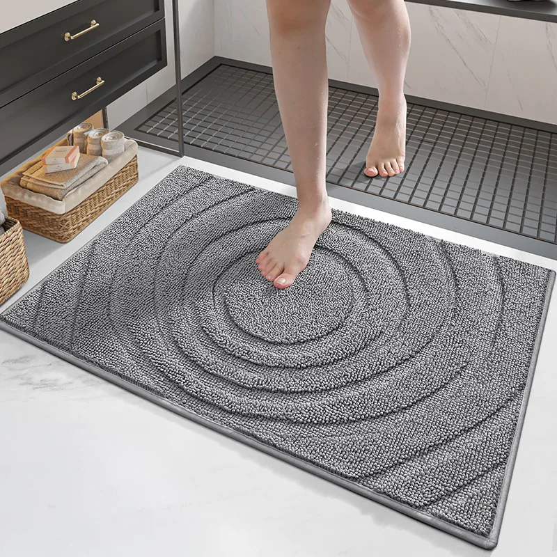 

Premium Chenille Bath Mat, 3D Geometric Carpet Design, Thickened Dense Fiber, Fluffy Soft, Water Absorbent Non-Slip Bathroom Rug
