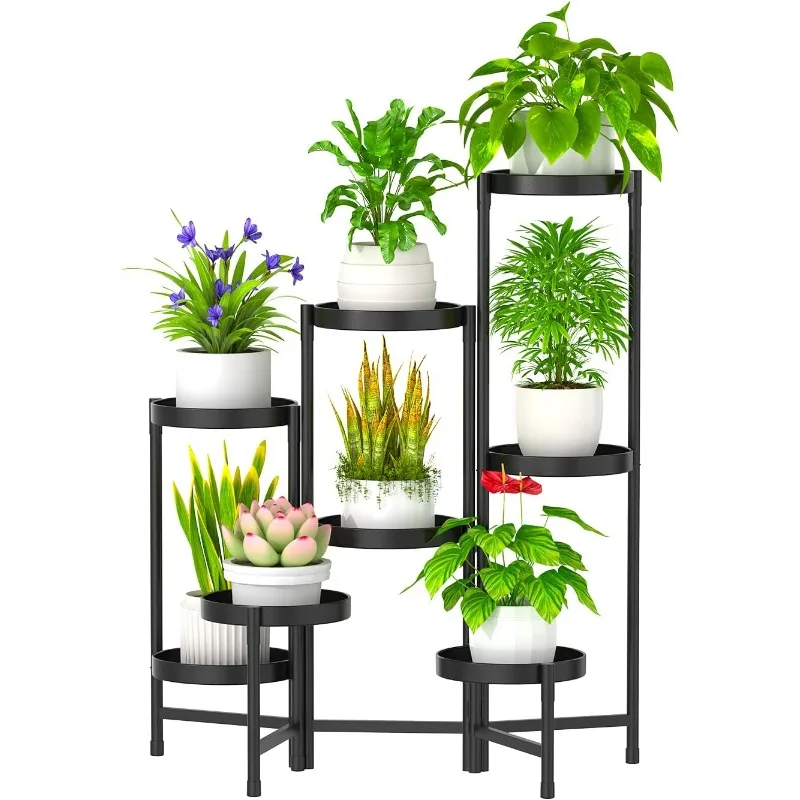 

8 Tier Metal Plant Stand Tall Indoor Outdoor, Foldable Corner Plant Shelf for Multiple Plants, Tiered Flower Pot Stand Display