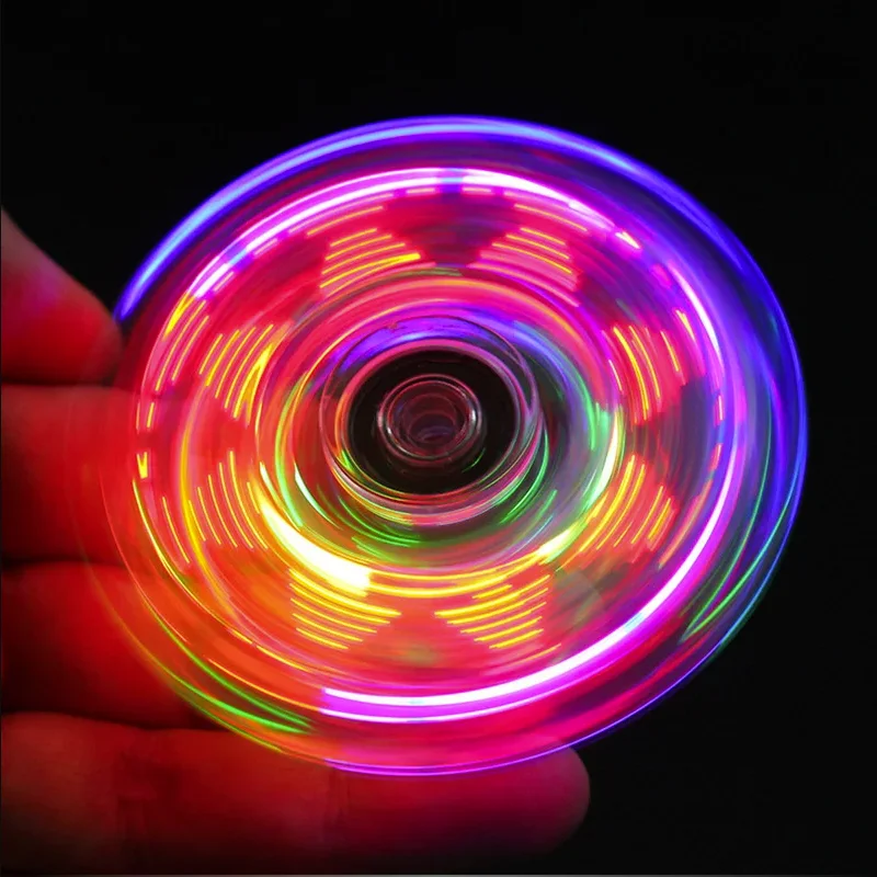 Fidget Spinner Glow in the Dark Adult Toy Anti Stress Led Tri-Spinner Autism Luminous Spinners Kinetic Gyroscope for Children