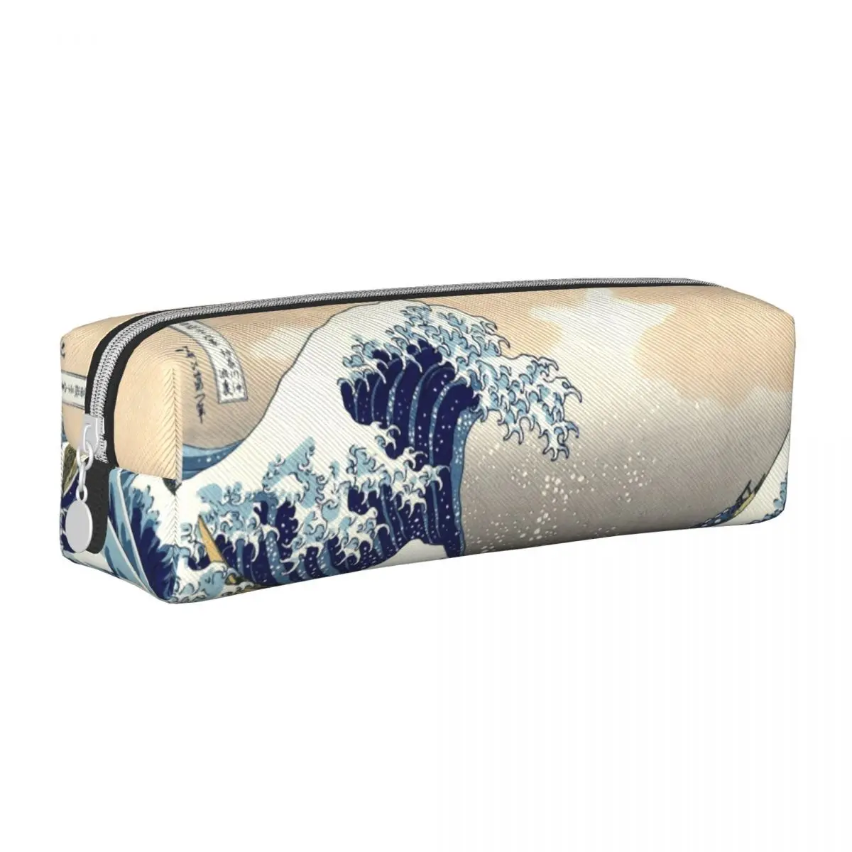 Vintage The Great Wave Off Kanagawa Pencil Cases Mount  Pencil Box Pen Holder for Student Bags School Supplies Zipper Stationery