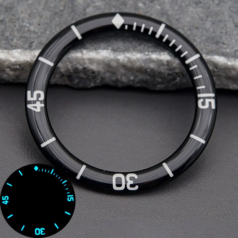 

42.7MM Watch Bezel Insert C3 Green Luminous Fit Blancpain Fifty Fathoms Series Men's Watches Accessories Watch Case Repair parts