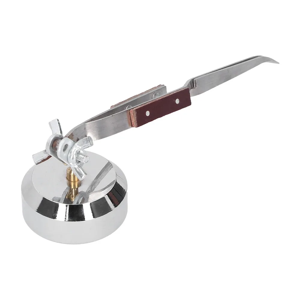 

Metal Base Soldering Tweezers Stable Base Curved Mouth Jewelry Welding Tweezers Straight Mouth 360 Degree Rotation