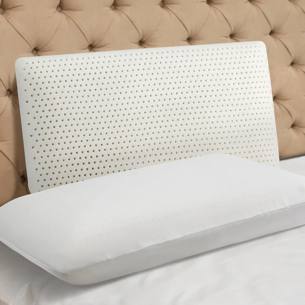 

100% Natural Talalay Latex Pillow Sleeping Bed Pillows, Extra Soft Luxury Queen Pillow, Perfectly Aligns for Side/Back Pain, Sto
