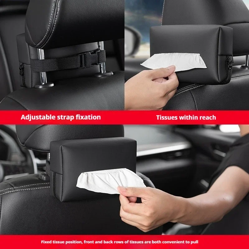 Car Interior Tissue Box Portable Car Tissue Storage Bag Minimalist Armrest Box Tissue Holder Drawstring Paper Bag