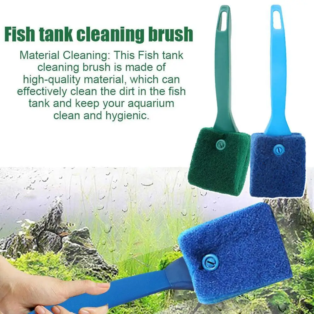 Aquarium Glass Fish Tank Cleaning Brush Long Handle Fish Tank Brush Extended Wiping Cotton Brush Cleaning Accessories