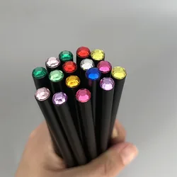 15pcs Black Wood Pencils With Coloured Diamond Wooden Pencils Office School Drawing Writing Stationery Childrens Writing Pen