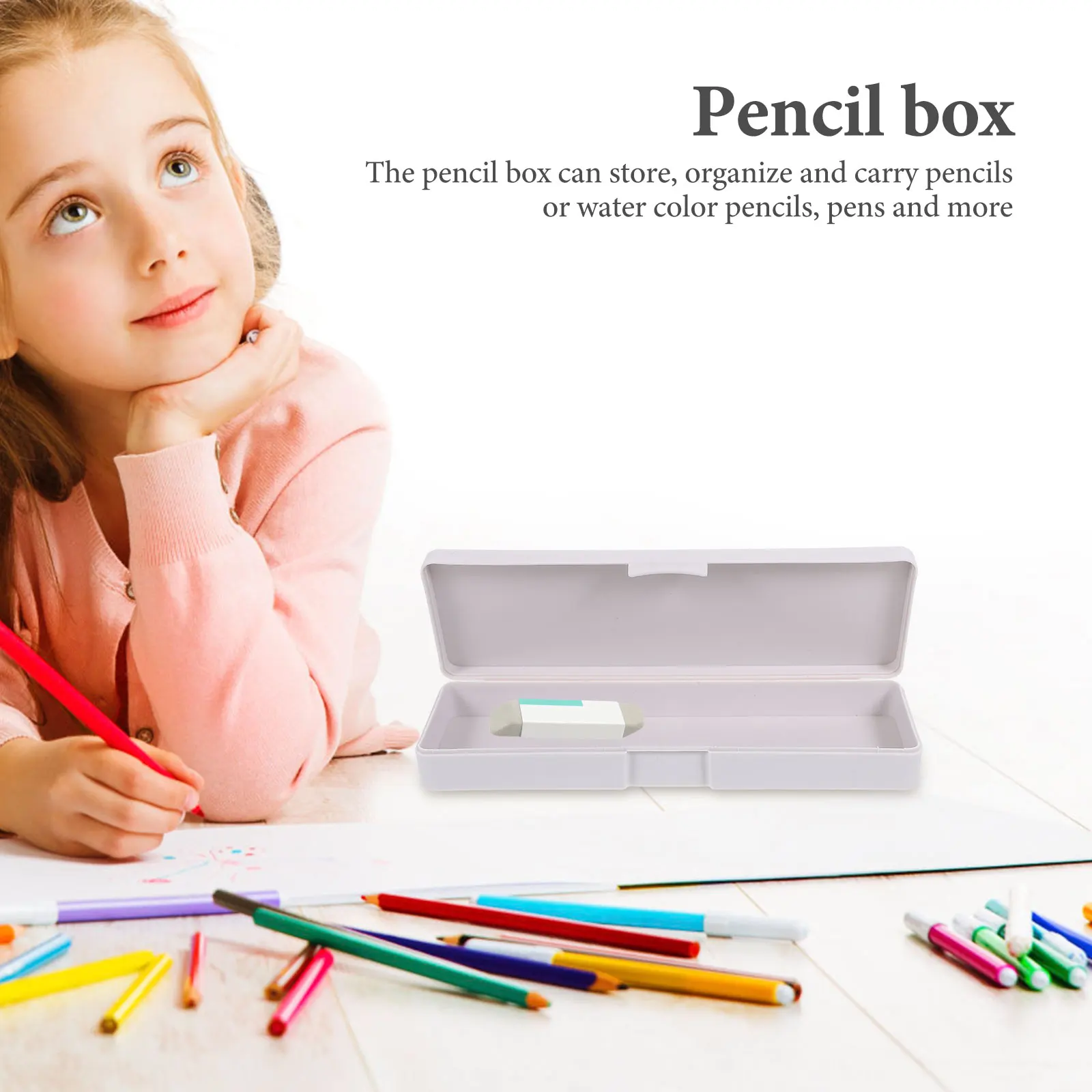 

4Pcs Pencil Box Plastic Pen Container Portable Organizer for Pencils Pens Markers Highlighters School Supplies