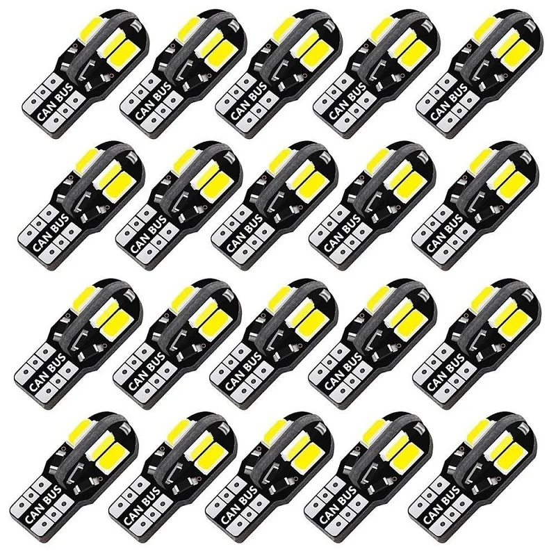 lampada de substituicao led para car interior dome reading license plate light lampadas led canbus 8smd 5730 12v 10x w5w t10 01