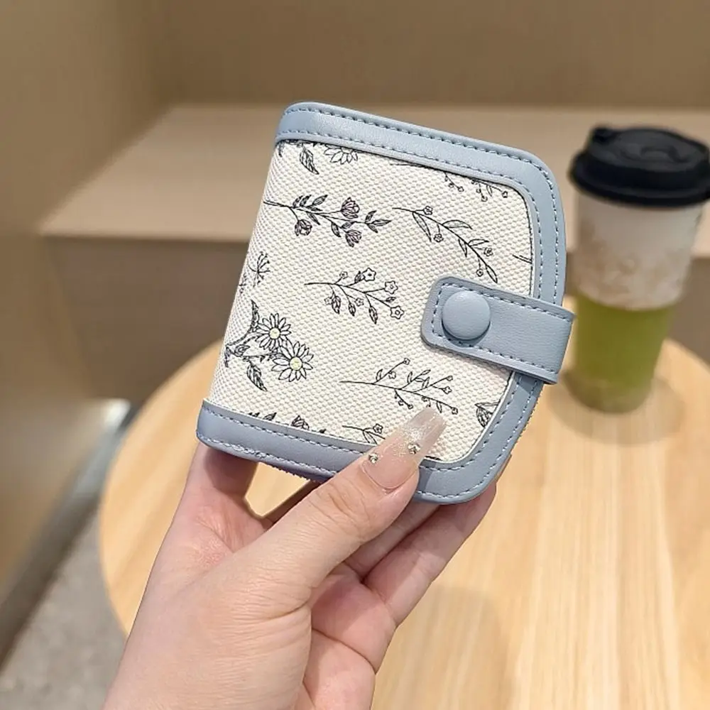 Fashion PU Leather Short Wallet Multi-Cards Lightweight Zipper Coin Purse Large Capacity Cute Flowers Women Wallet