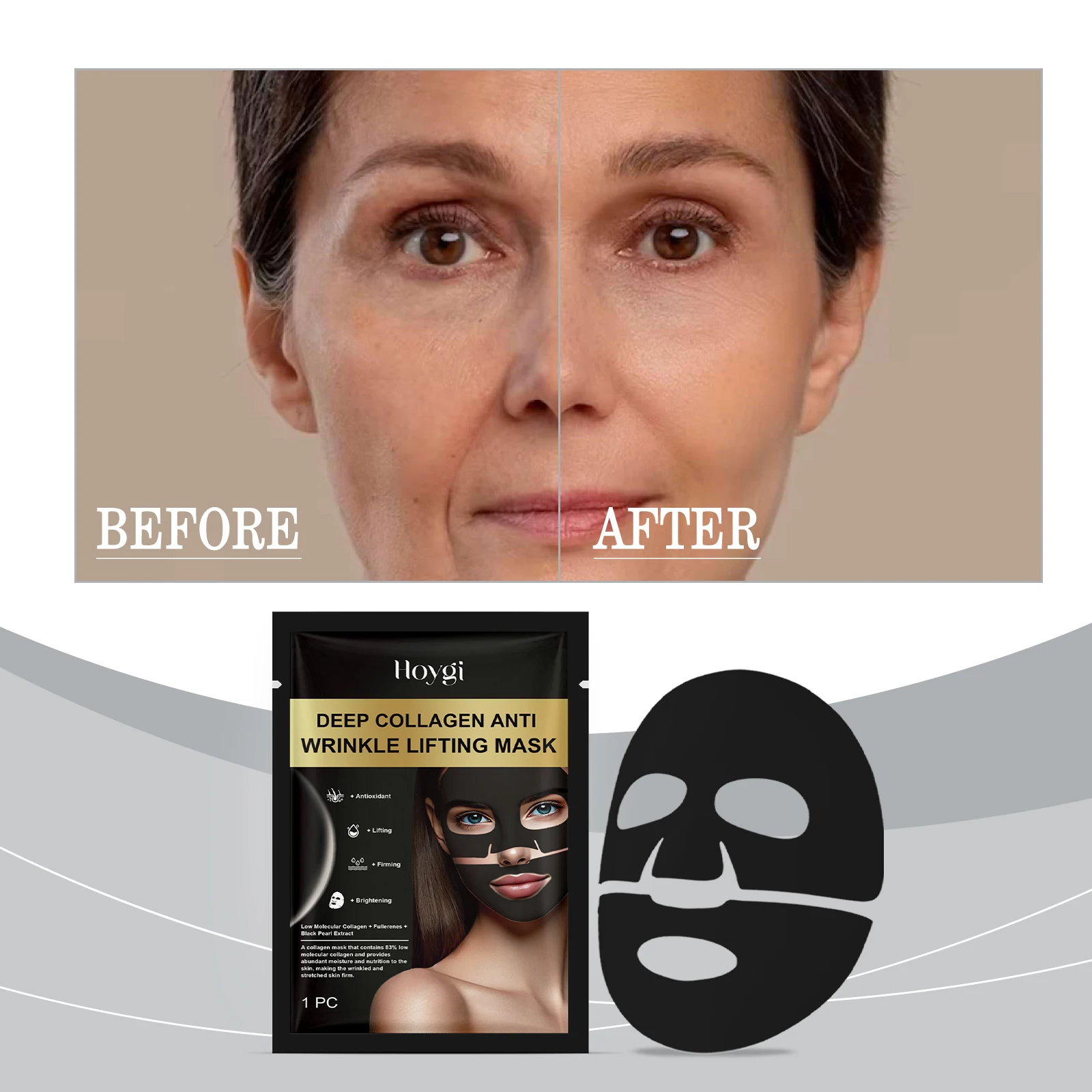 コラーゲン リフティング マスク - しわ防止フェイス トリートメント - 瞬時に引き締め、引き締める 1 枚のマスク
