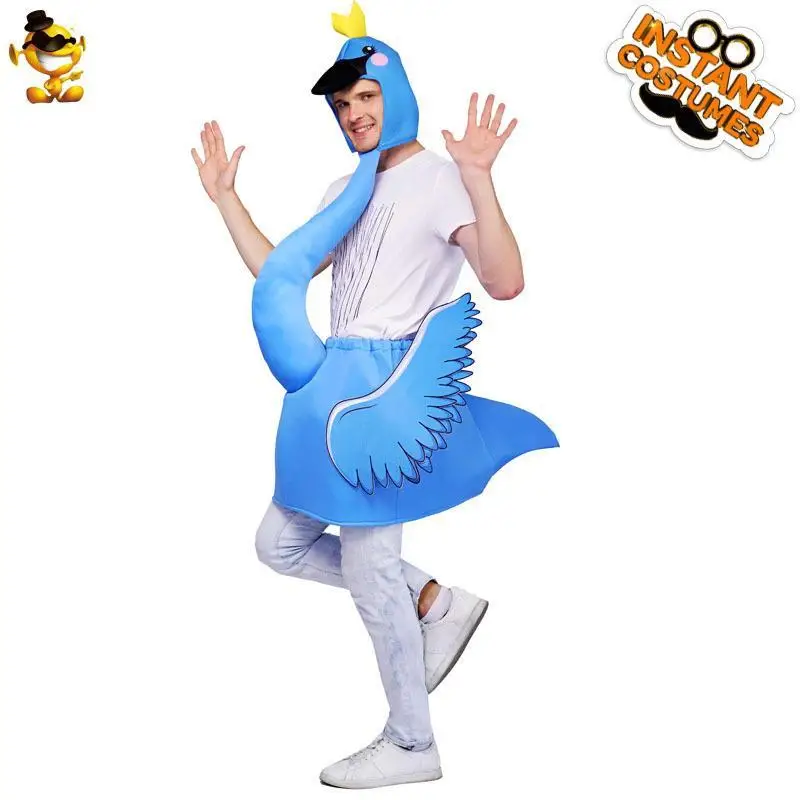 Bleu Flngo Cos loween carnaval adulte Costume scène Performance drôle Dr-Up Pu matériel dames spécial Ocn