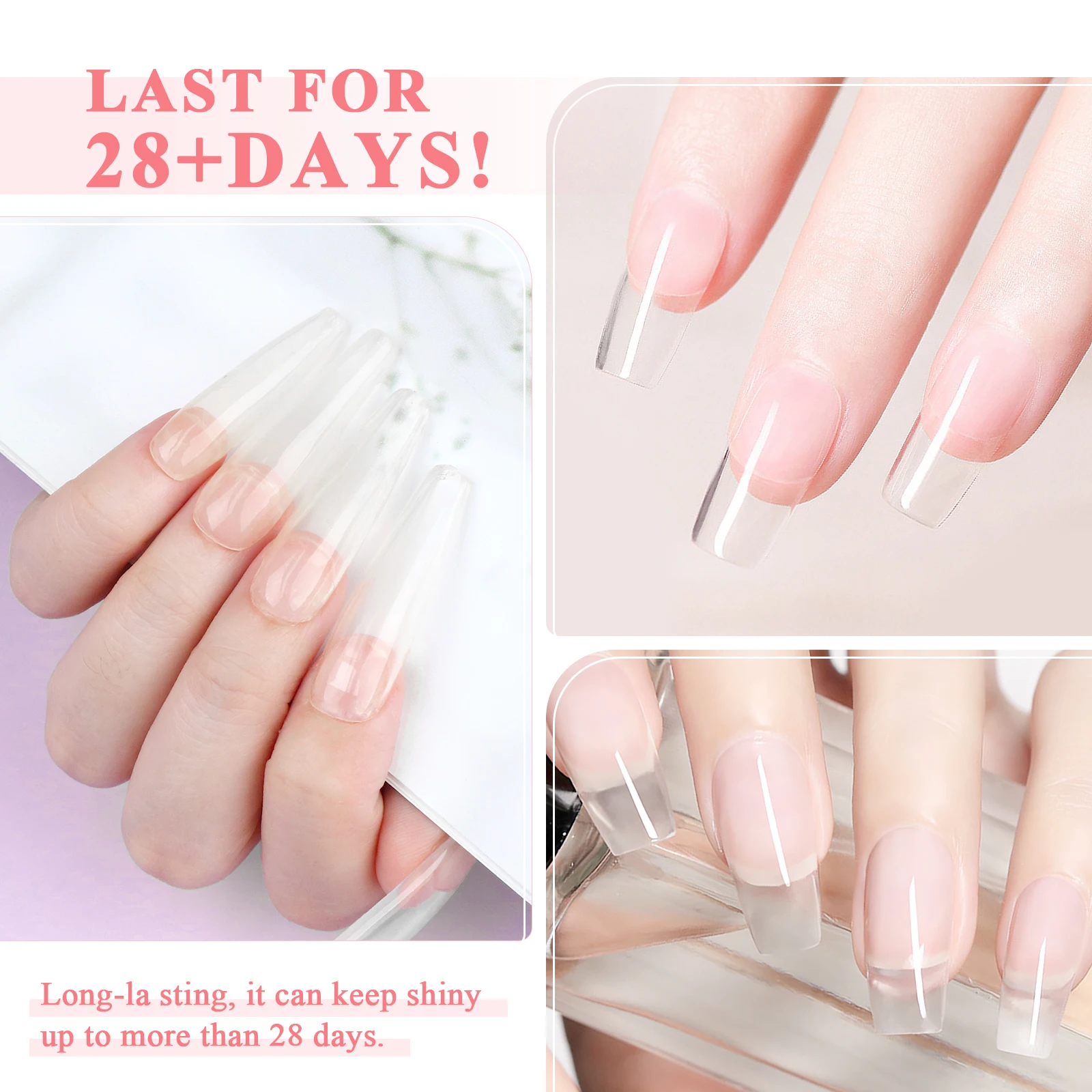 Saviland Large Capacity Poly Gel For Manicure 100g Clear Nail Extension Gel Crystal Poly Hard Gel For Starter Nail Art DIY Salon