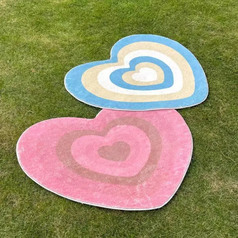 

Love Heart Rugs Shaggy Carpet Cute Girl Room Mat Plain Fluffy Soft Area Rug