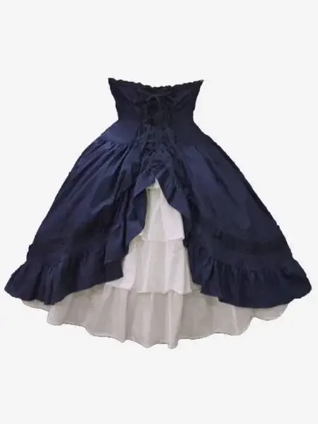 Classic Lolita Skirt SK Cotton Ruffles Two Tone High Rise Lolita Skirt