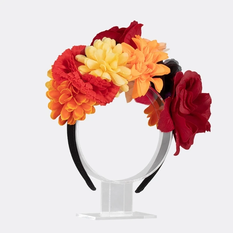 Punk Flower Hairhoop for Adult Kids Theme Party Costume Headband Mexico Day of the Death Headpiece Halloween Drop shipping