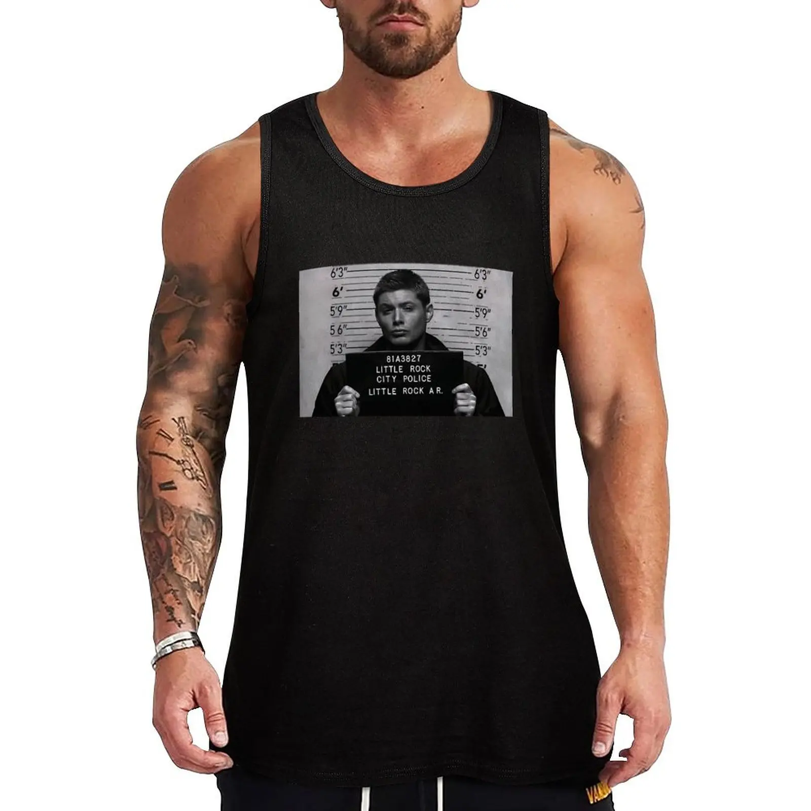 Supernatural - Dean Winchester Mugshot Tank Top Sleeveless Workout Tank Top Muscle Fit Gym Shirt