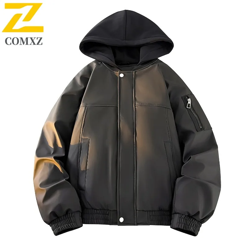 COMXZ Cold Proof  Winter Padding Work Glamorous Techwear Minimalist Puffer Jacket Streetwear Loose Down Jacket Men's Clothing