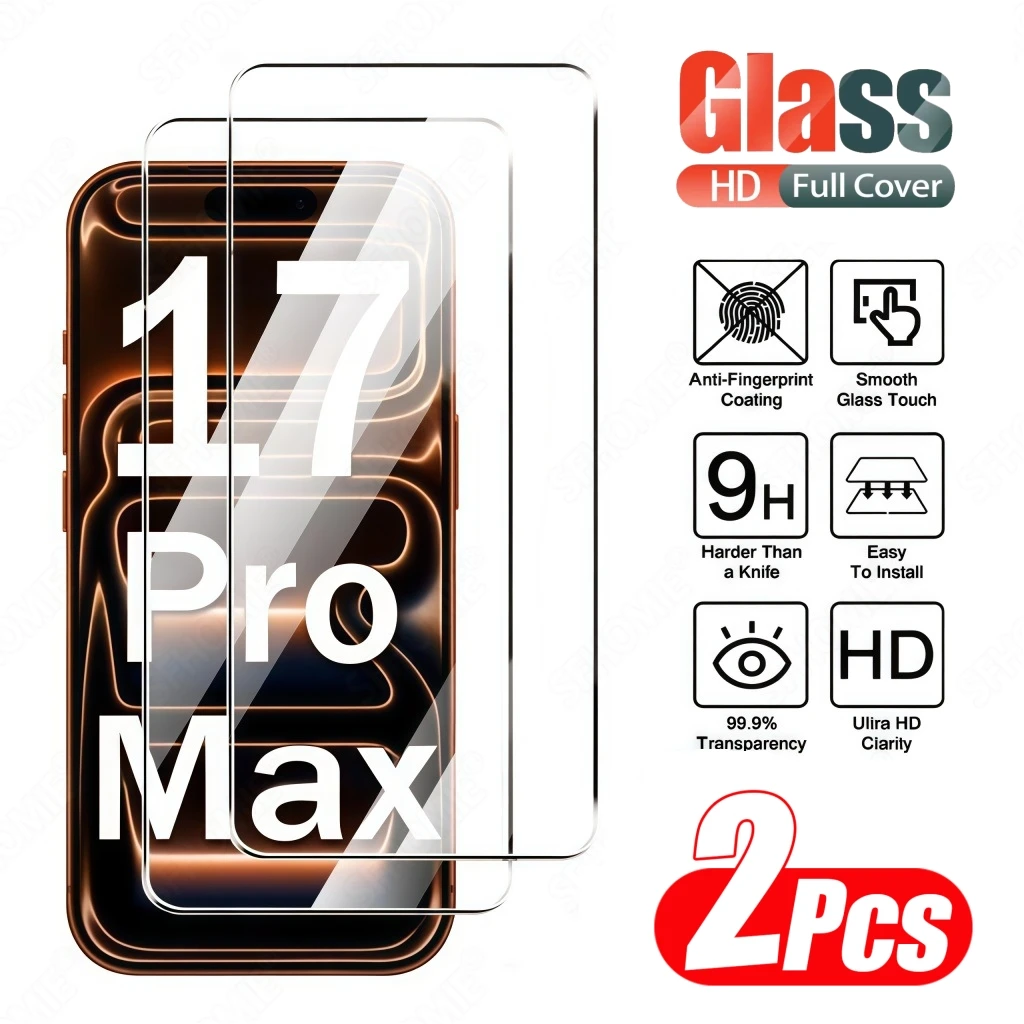2 Stücke HD Gehärtetes Glas Displayschutzfolie Für iPhone 11 12 13 14 15 16 17 Pro Max 14 15 16 Plus 17 Luftglas Schutzfolie