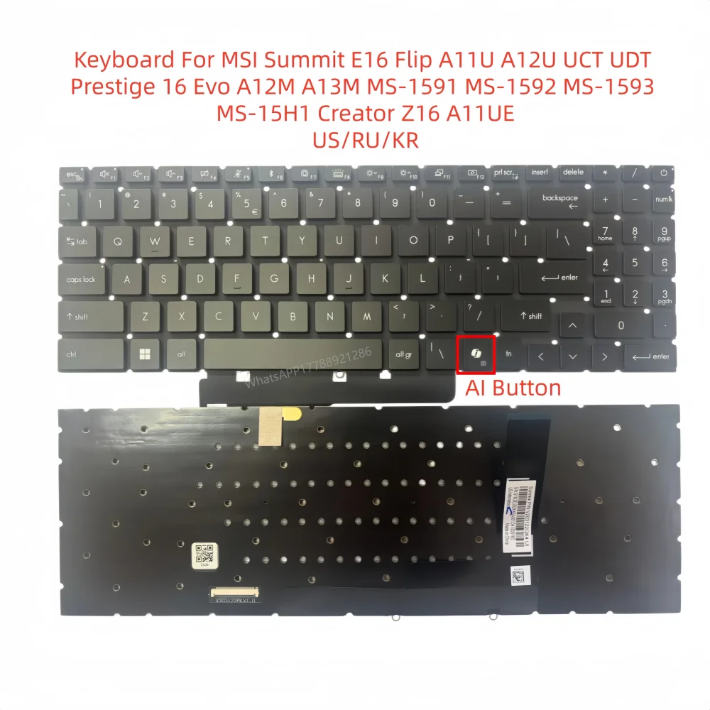 US Keyboard For MSI Summit E16 Flip A11U A12U UCT UDT Prestige 16 Evo A12M A13M MS-1591 MS-1592 MS-1593 MS-15H1 Creator Z16 A11U