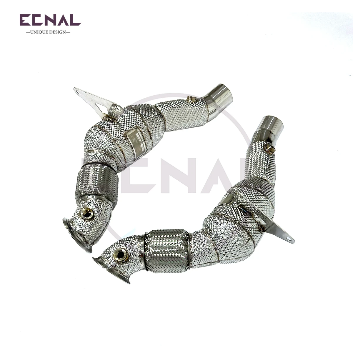 Ecnal Exhaust Downpipe with Catalytic Converter SS304 Sport Exhaust Pipe System for Ferrari 488 GTB / Spider /Pista 3.9TT