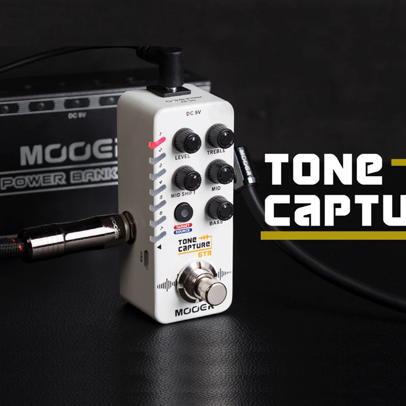 MOOER Tone Capture GTR Guitar Pedal Capturing Target Guitar’s Tone, with EQ Adjustment,7 Preset Slots, Ture Bypass/Buffer Bypass