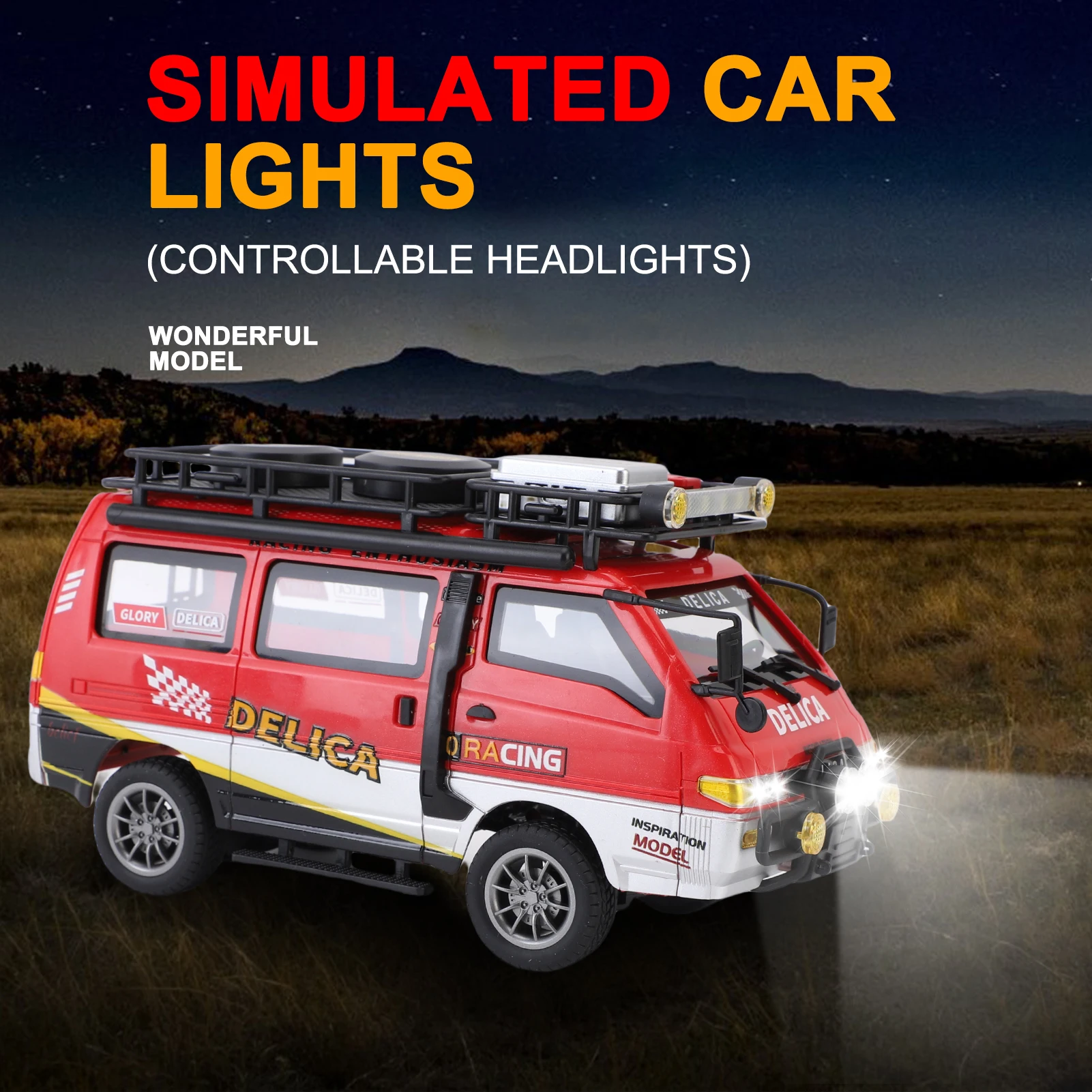 Furgone RC fuoristrada in scala 1:24, auto telecomandata proporzionale 2.4G, macchinina con fari a LED per adulti e bambini