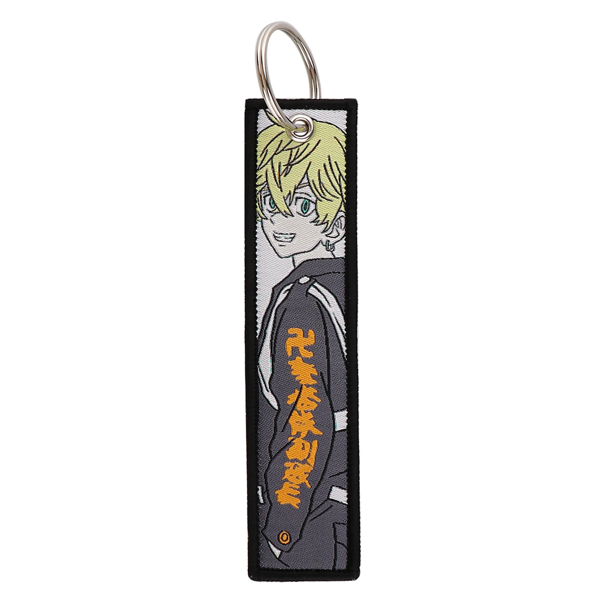 1PCS Japanese Anime Embroidery Keychain for Motorcycles Cars Key Fobs Holder Key Tag Key Ring Backpack Accessories Gifts