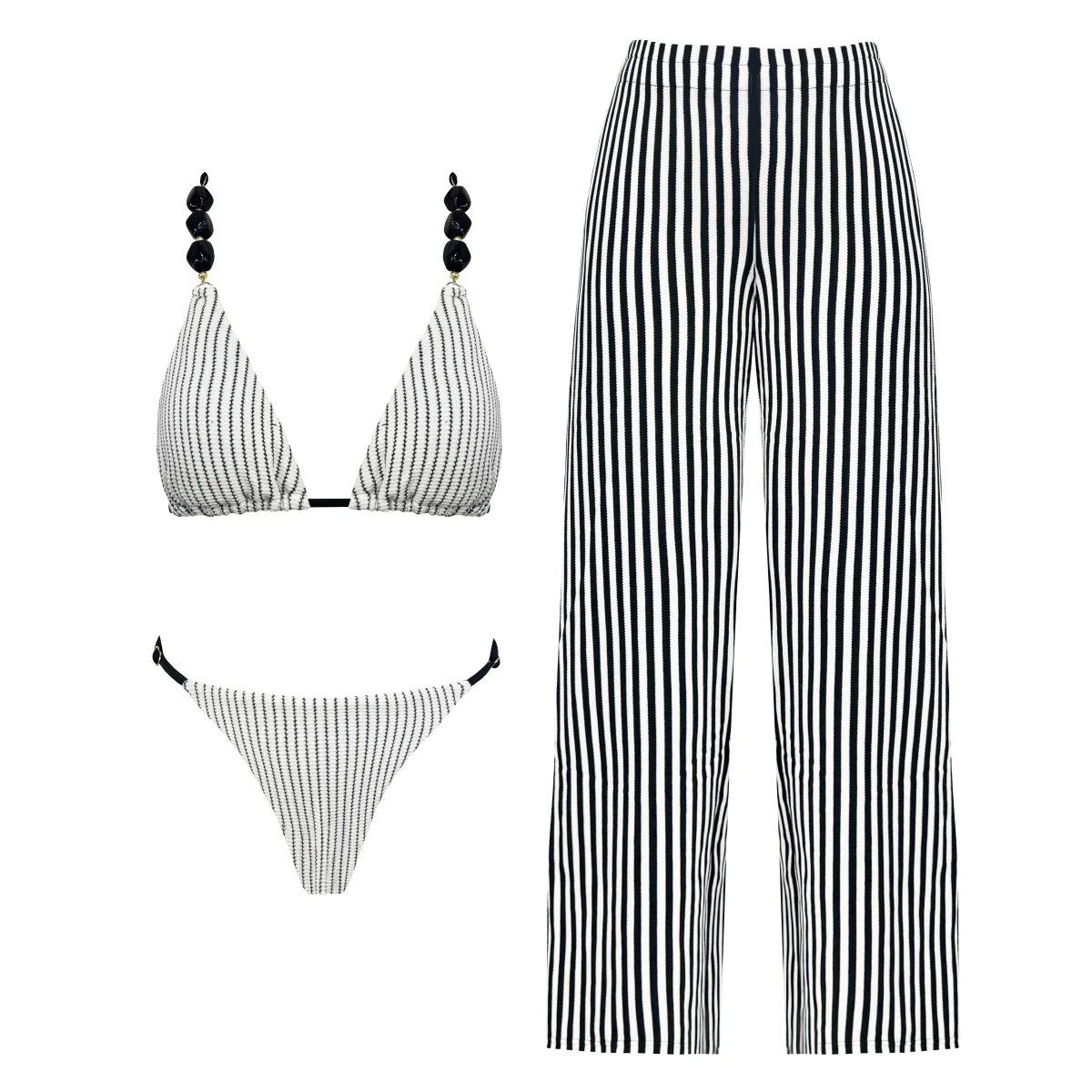 

3Pcs Striped Bikini Sexy Women Swimsuit Female Micro Swimwear Beach Pants Halter Bathing Suit Slim Beachwear Brazilian Biquini