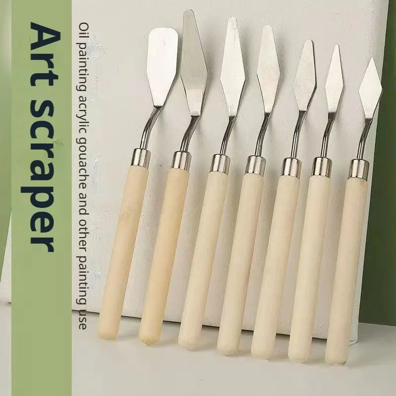 7-teiliges Set Edelstahl-Ölmalmesser Künstler-Malwerkzeuge Kuchenspatel Backzubehör Schul-Zeichenutensilien – Detail 1