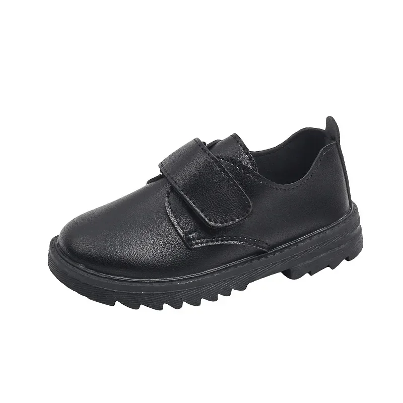 Boys Leather Shoes Solid Color Children Girls Casual Loafers Soft Hook & Loop Cute Kids Fashion Performance Shoes 2024 New