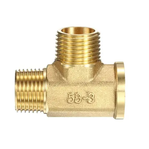Brass Tee Pipe Fitting,G1/2"(Male x Male x Female) 3-Way T-Connector Fitting Coupler Adapter for Gas Transport Connect Pipelines