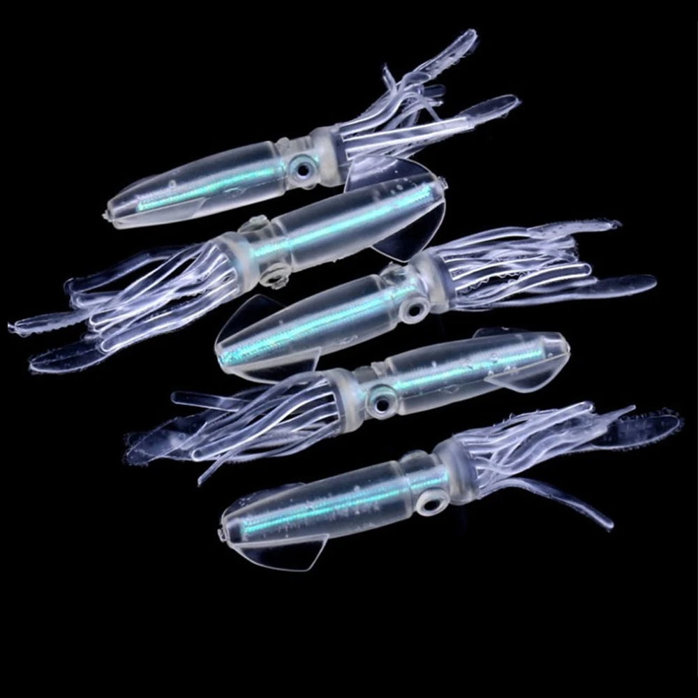 10/3/1pcs Color Tube Luminous Squid Bionic Soft Bait Artificial Squid Color Tube Fake Bait Laser Sea Towing Luya Рибалка