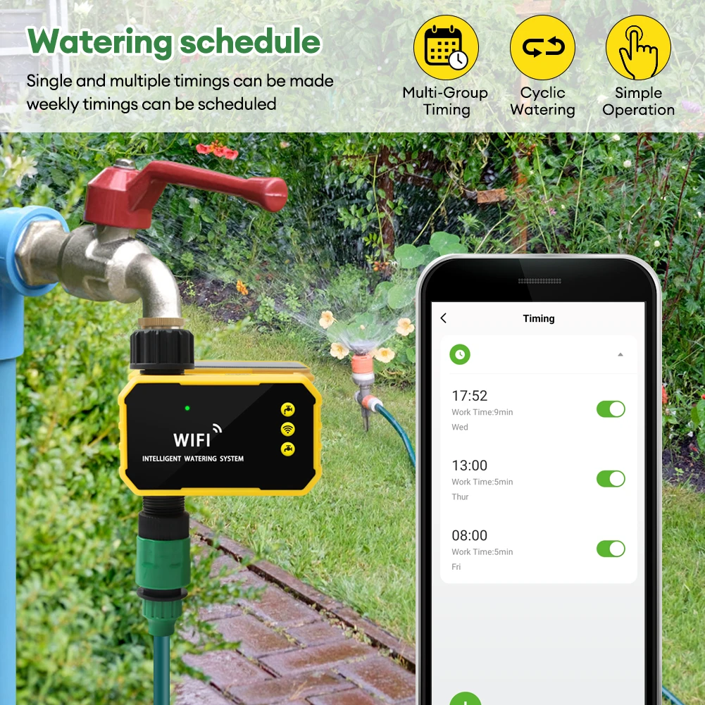 1/2 Zone WIFI Solar Irrigation Timer Smart APP Control Automatic Irrigation System Outdoor Water Timer Garden Watering Tool